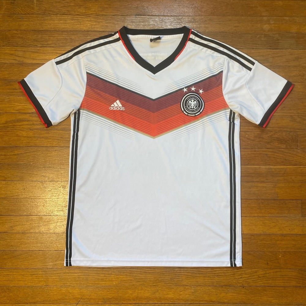 Adidas Germany Soccer Jersey 2014 World Cup Home White Red Mens M